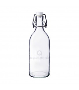 Aquapeak zuiver water beugelfles geëtst glas inhoud 1 liter