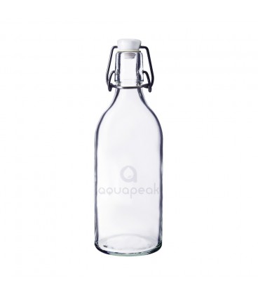 Aquapeak zuiver water beugelfles geëtst glas inhoud 1 liter